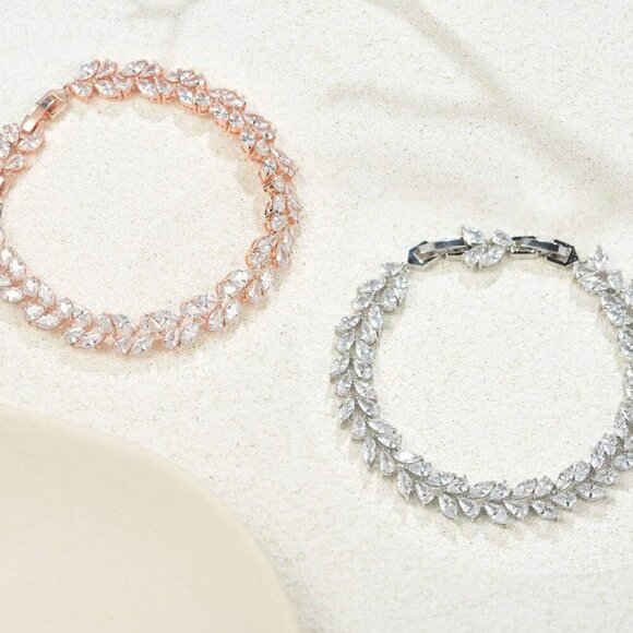 Bridal Wedding Bracelet Cubic Zirconia Silver Classic Tennis Jewelry Gift - Picture 6 of 6